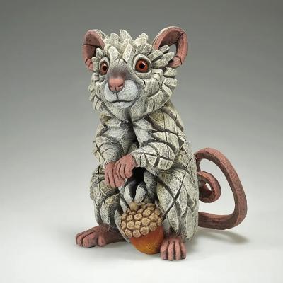 White Field Mouse Sculpture - Holding Acorn